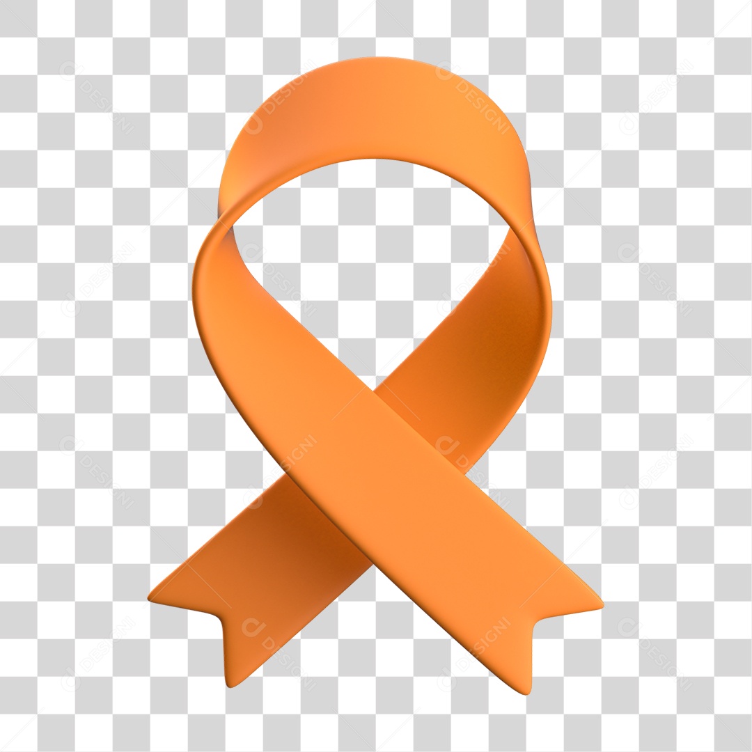Fita Laranjada Elemento 3D para Composição PNG Transparente