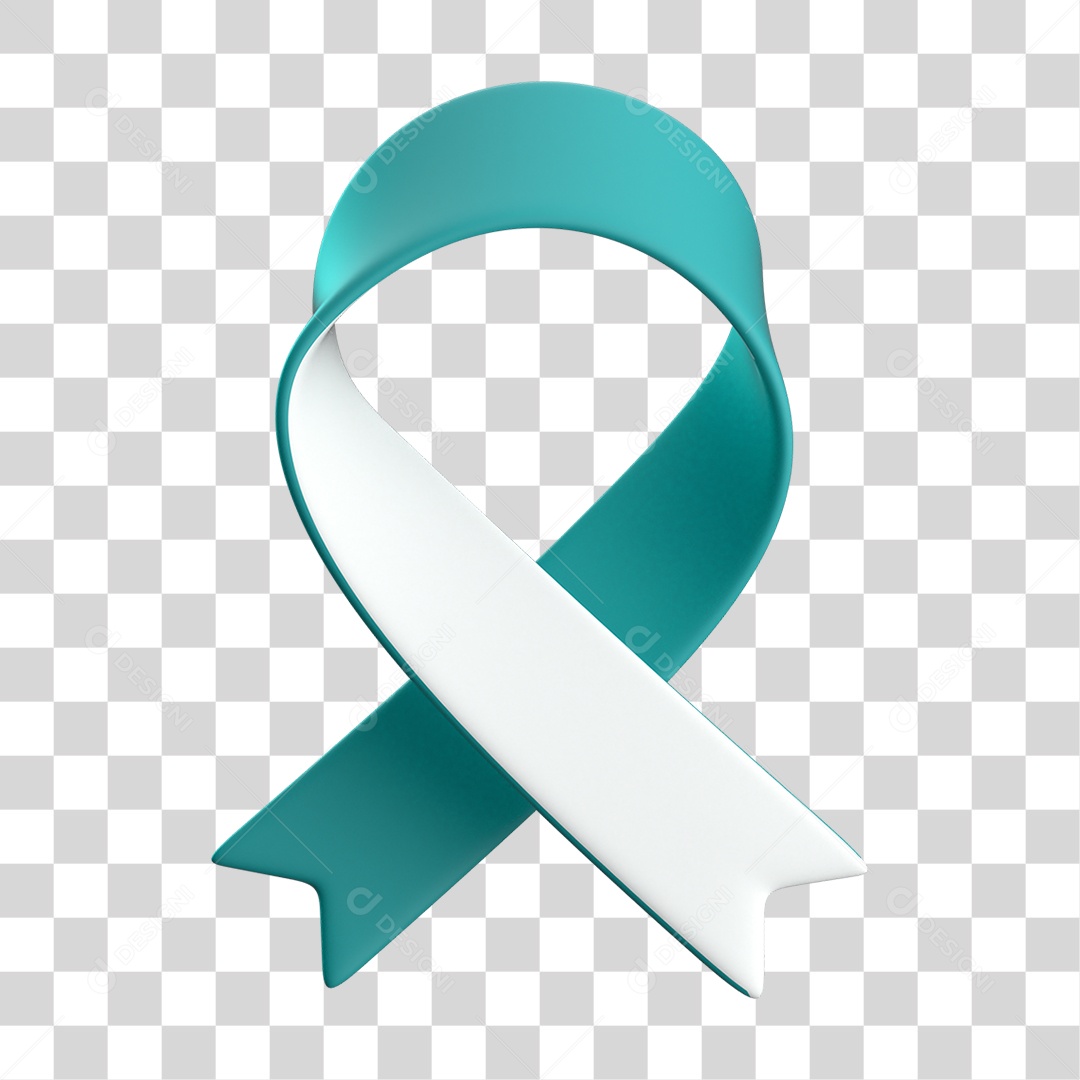 Fita Verde e Branco Elemento 3D para Composição PNG Transparente