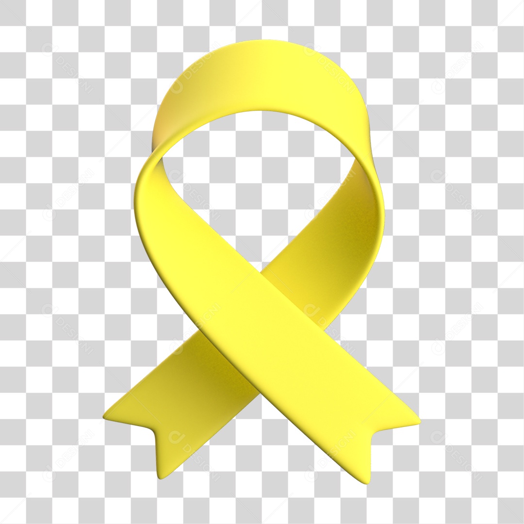 Fita Amarela Elemento 3D para Composição PNG Transparente