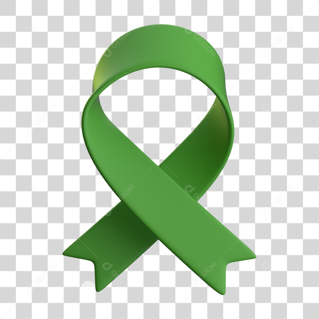 Fita Verde Elemento 3D para Composição PNG Transparente