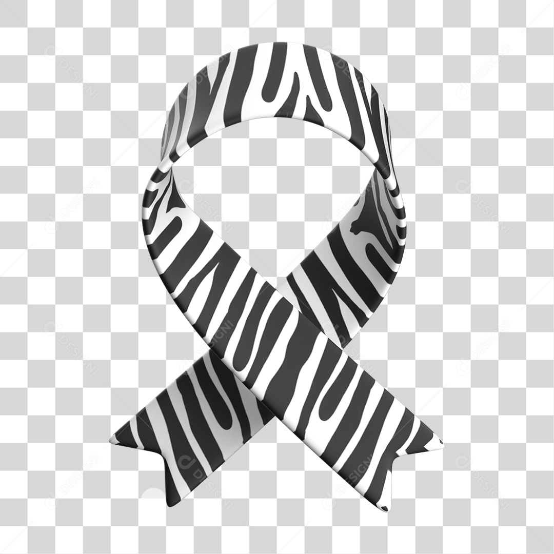 Fita Zebrada Elemento 3D para Composição PNG Transparente