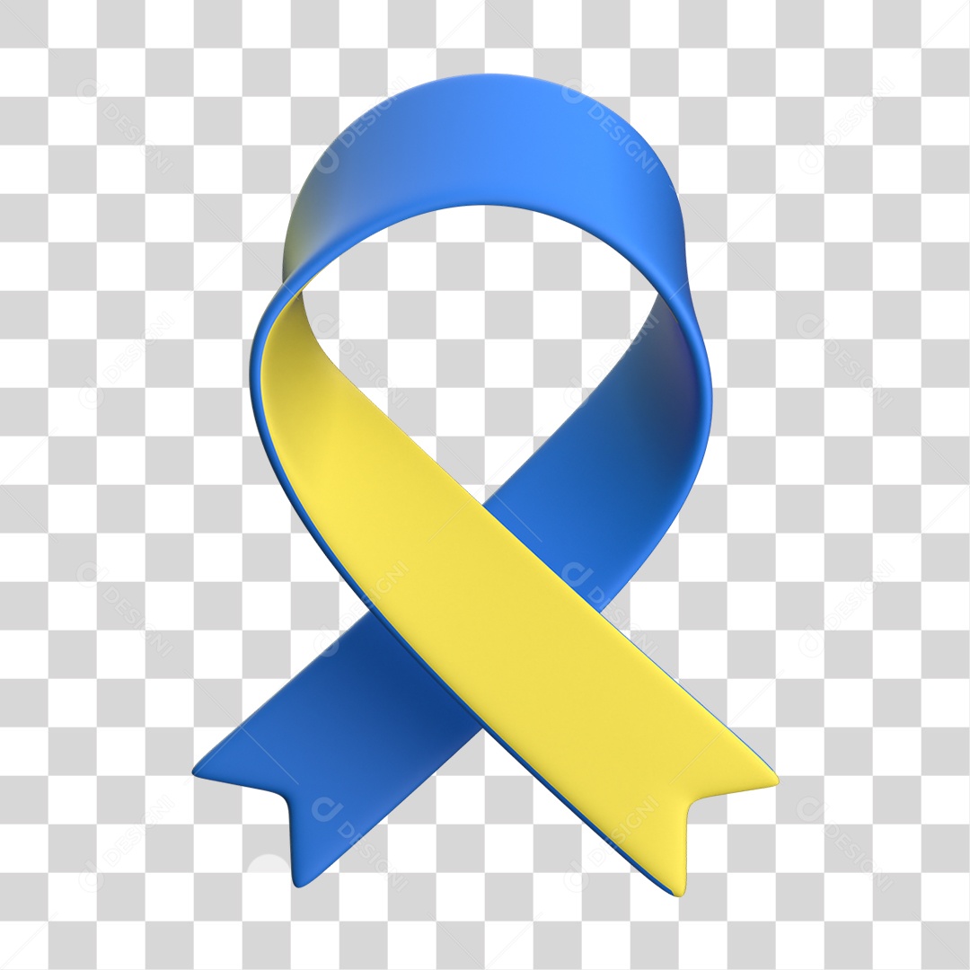 Fita Azul e Amarela Elemento 3D para Composição PNG Transparente
