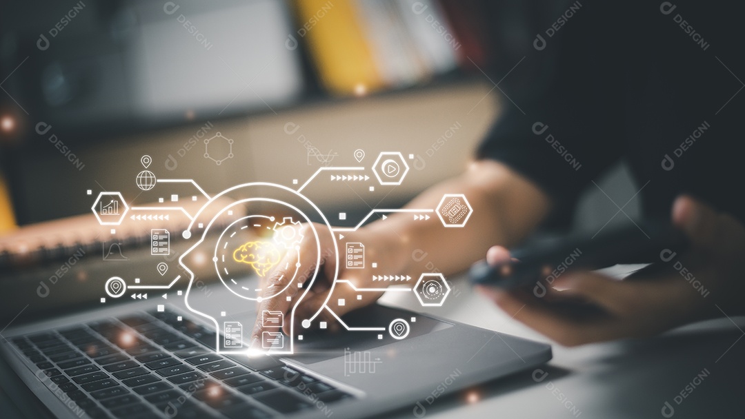 AI, Inteligência Artificial, tecnologia de software digital, desenvolvimento de aplicativos móveis, codificação de software em negócios no marketing digital, financeiro e bancário,