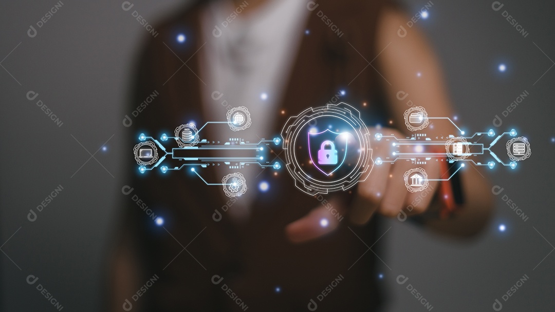 Conceito de negócios, tecnologia, segurança na Internet, Internet Os engenheiros de segurança cibernética estão trabalhando na proteção de redes contra ataques cibernéticos de hackers na Internet. Acesso seguro à privacidade online