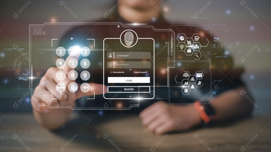 Sistema de autenticação de usuário com nome de usuário e senha, conceito de segurança cibernética, segurança e criptografia da informação, acesso seguro à Internet, tecnologia e cibernética. sistema de segurança do computador.