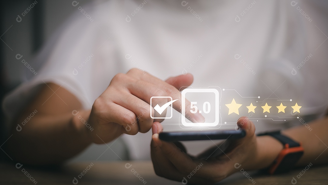 O usuário atribui uma classificação à experiência de serviço no aplicativo on-line, conceito de pesquisa de feedback de satisfação de revisão do cliente, o cliente pode avaliar a qualidade do serviço levando à classificação de reputação do negócio.