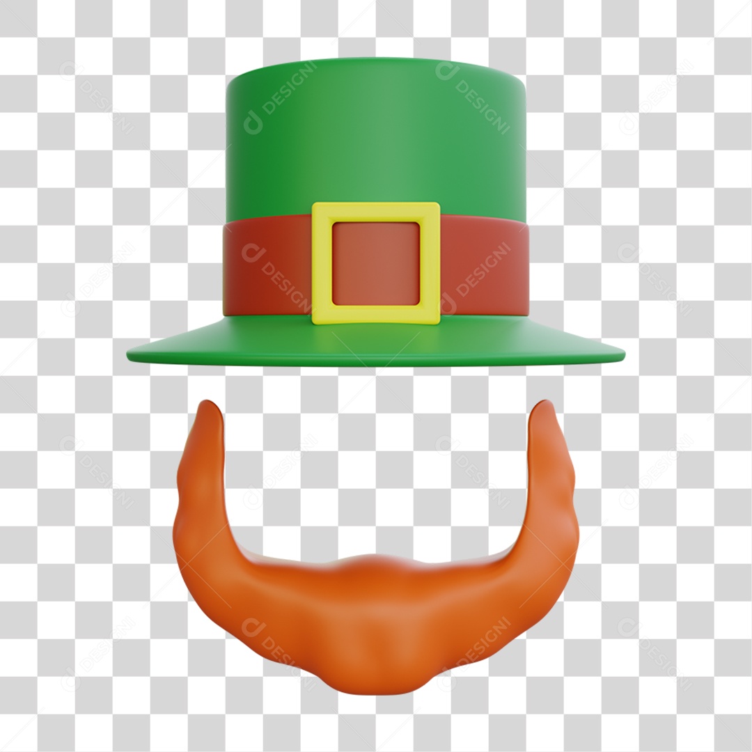 Elemento 3D Dia de São Patrício para Composição PNG Transparente