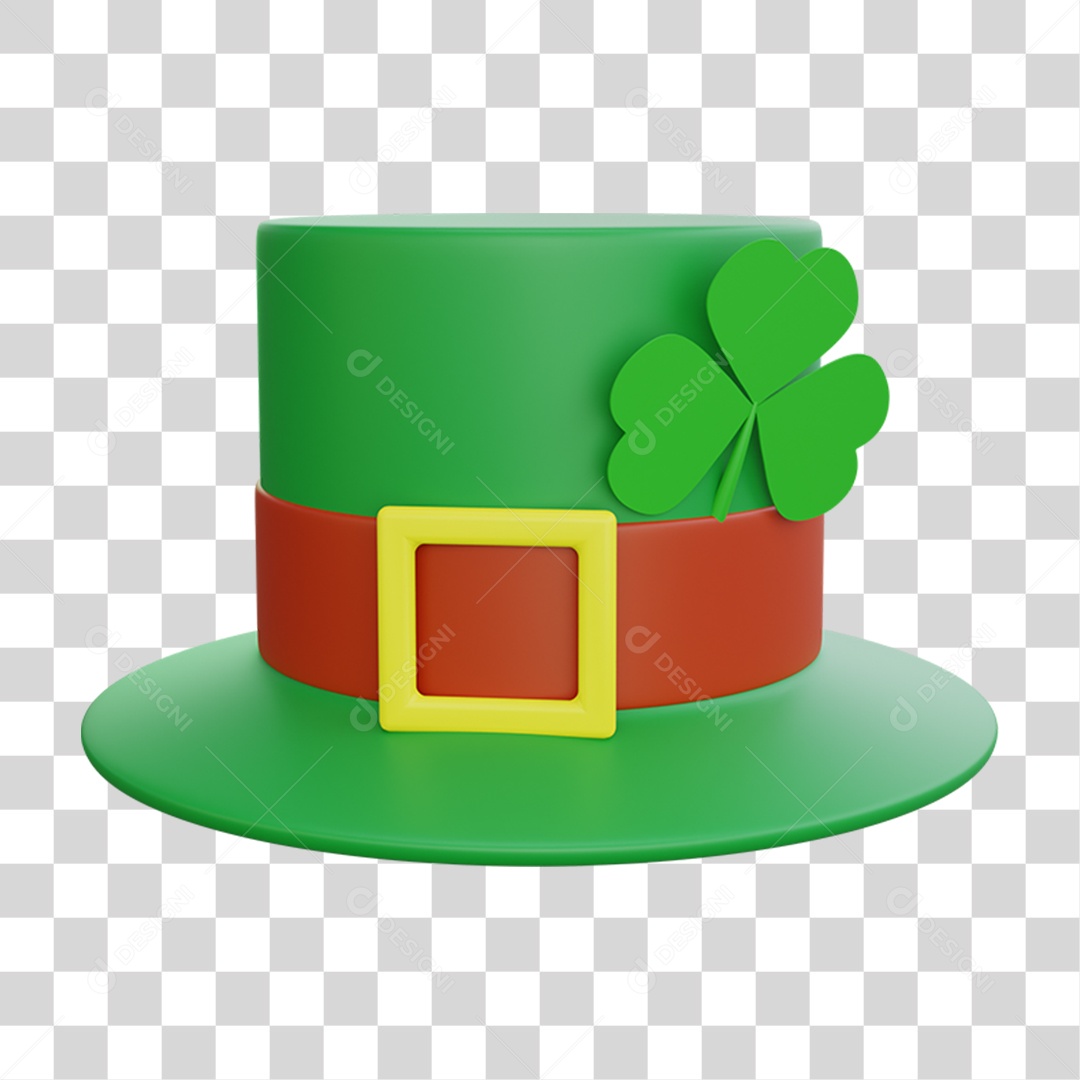 Elemento 3D Dia de São Patrício para Composição PNG Transparente