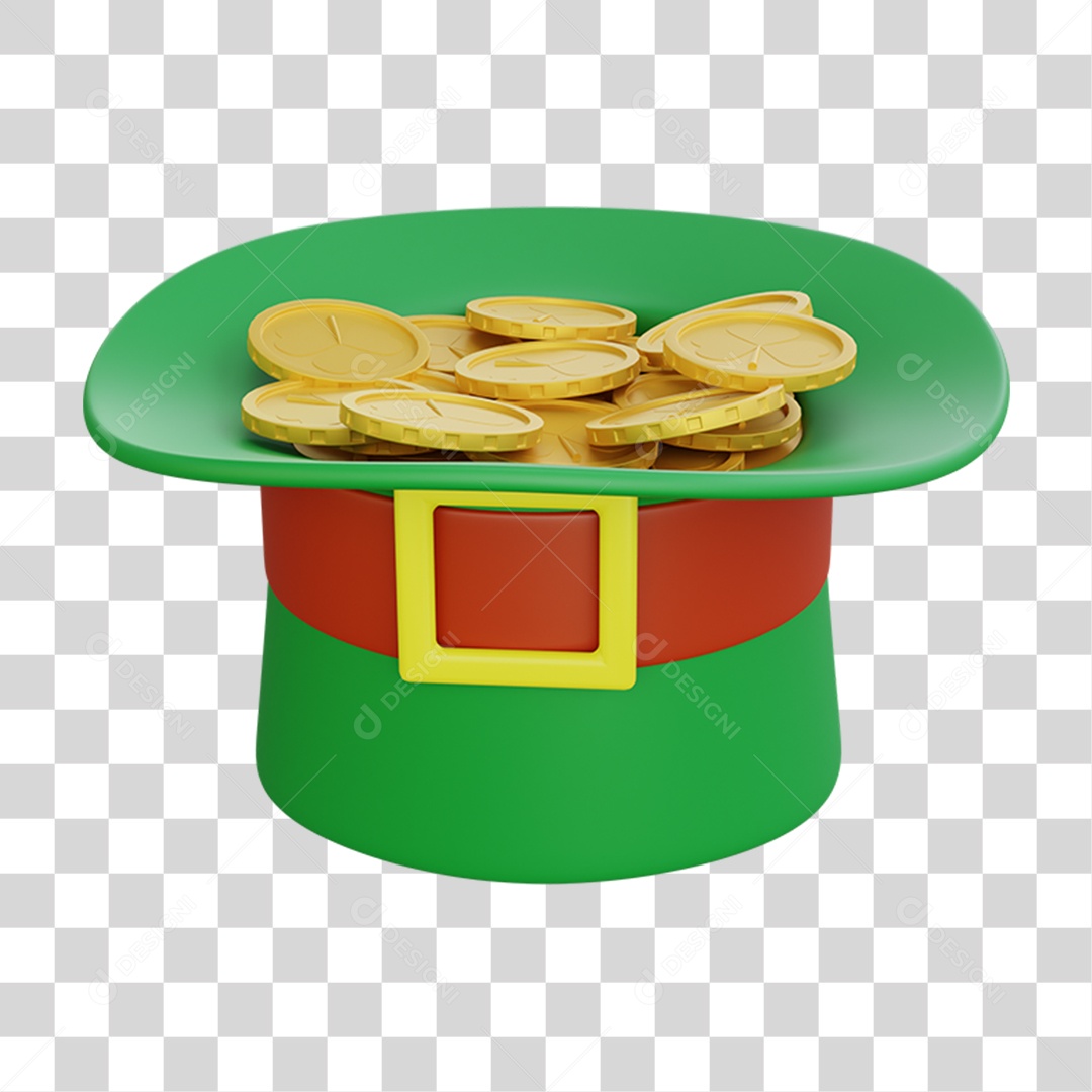 Elemento 3D Dia de São Patrício para Composição PNG Transparente