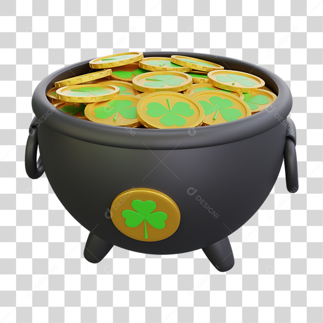 Elemento 3D Dia de São Patrício para Composição PNG Transparente