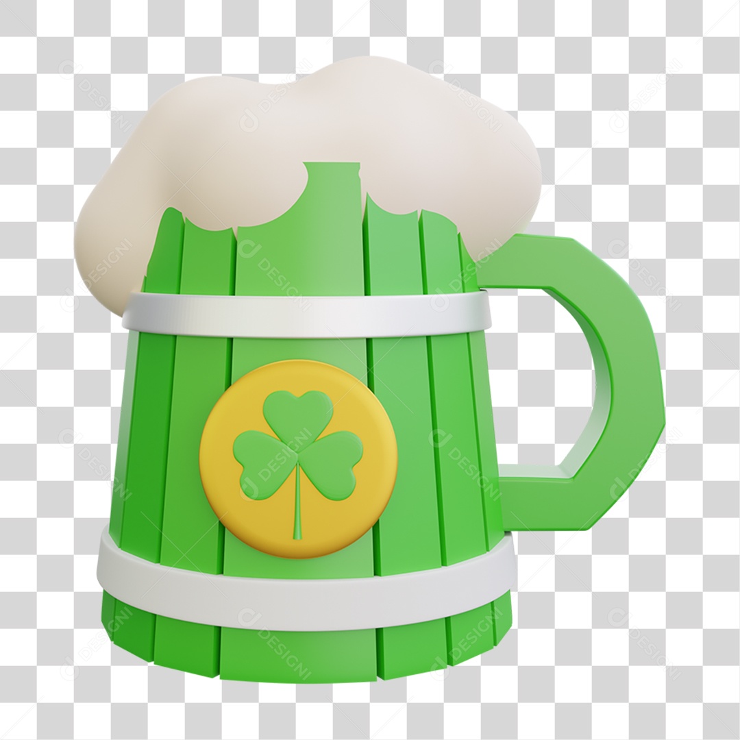 Elemento 3D Dia de São Patrício para Composição PNG Transparente