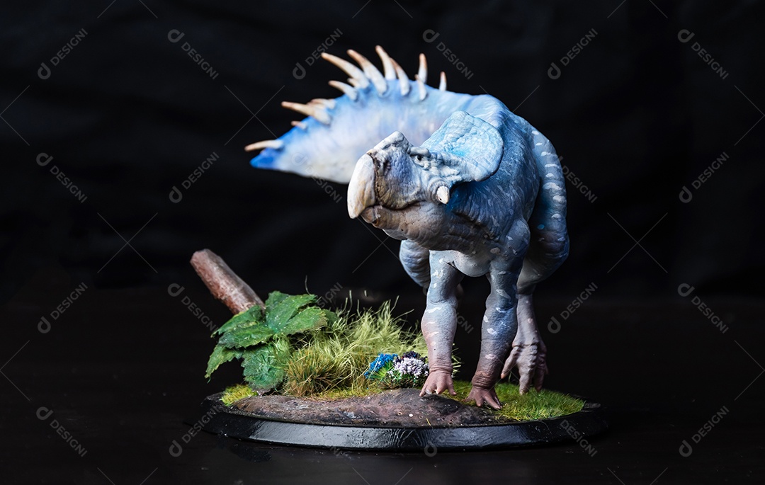 Protoceratops, dinossauro no fundo preto