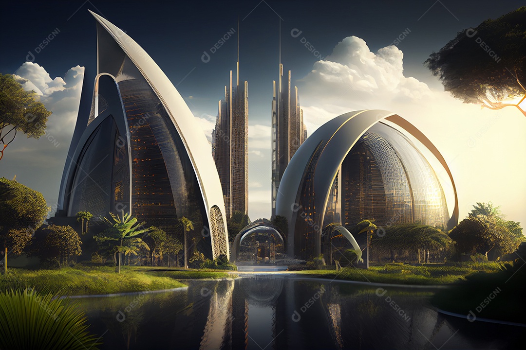 Cidade futurística tecnológica