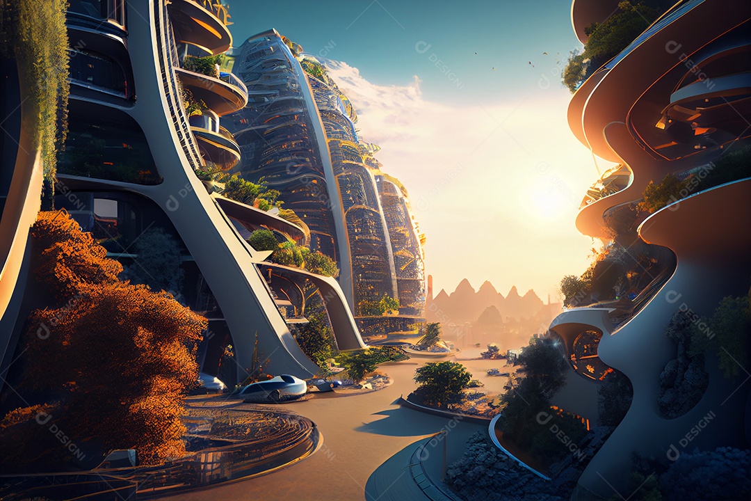 Cidade futurística tecnologica