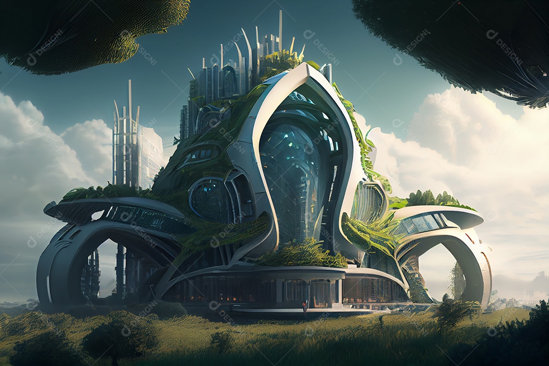 Cidade conceitual tecnológica