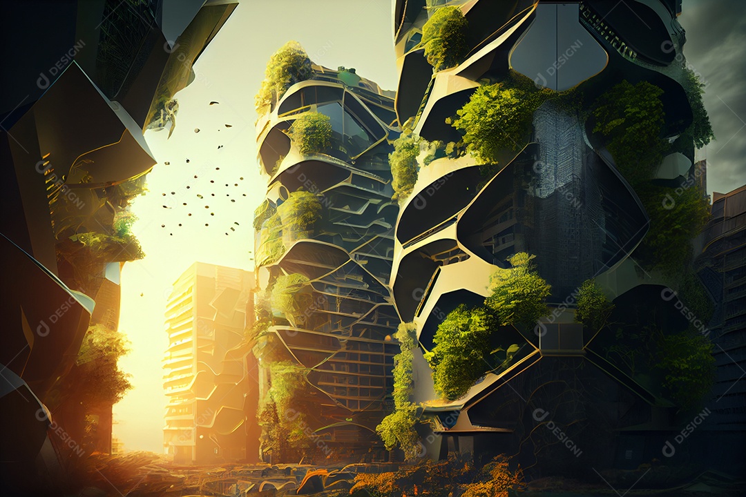 Cidade conceitual tecnológica