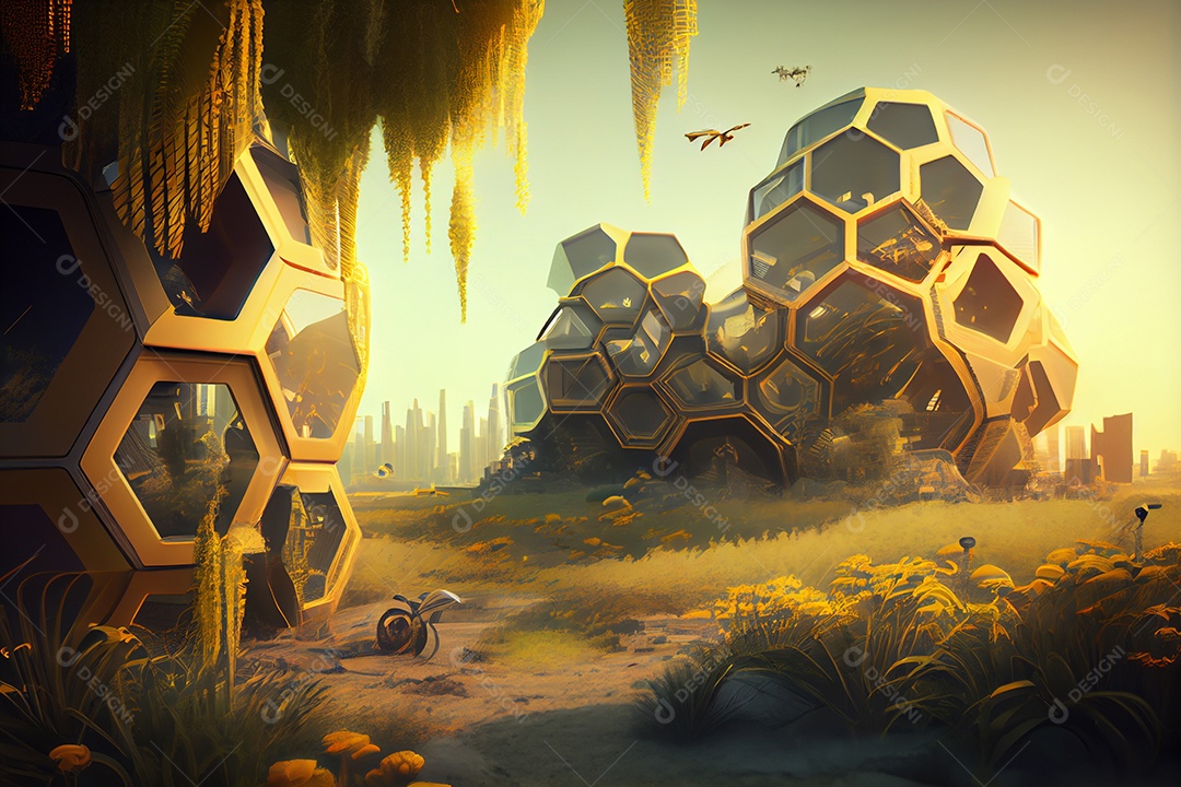 Cidade ecológica de colmeia de abelhas