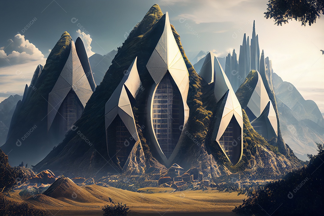 Lindas montanhas com neve