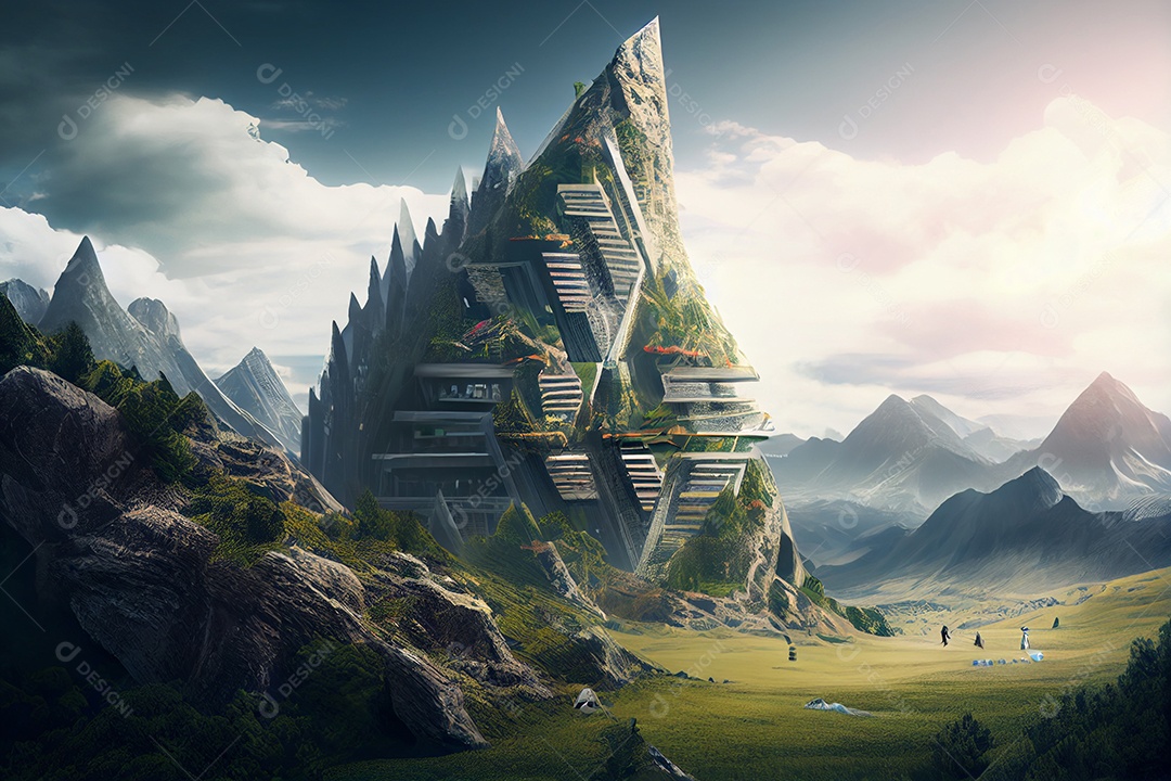 Lindas montanhas com neve