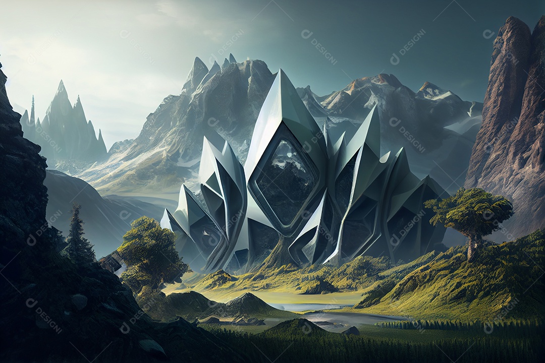 Lindas montanhas com neve