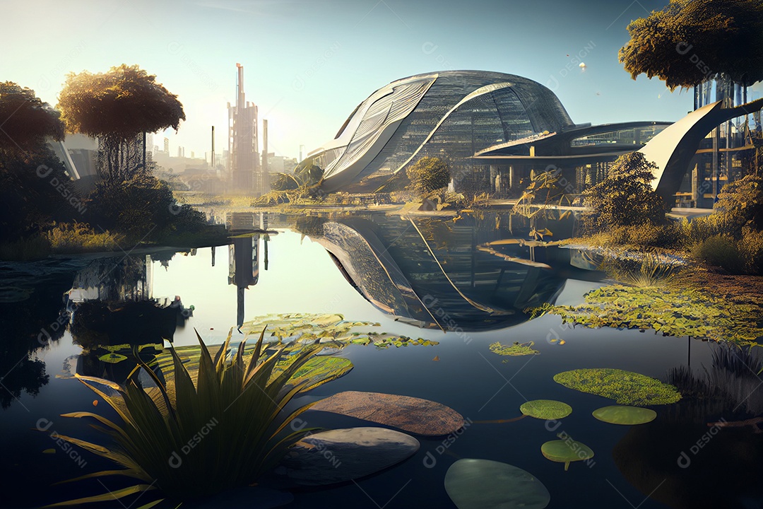 Cidade conceitual tecnológica