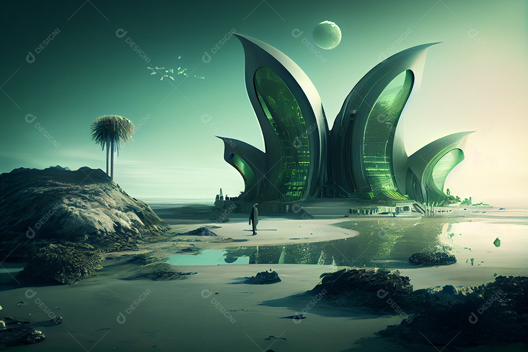 Cidade conceitual tecnológica