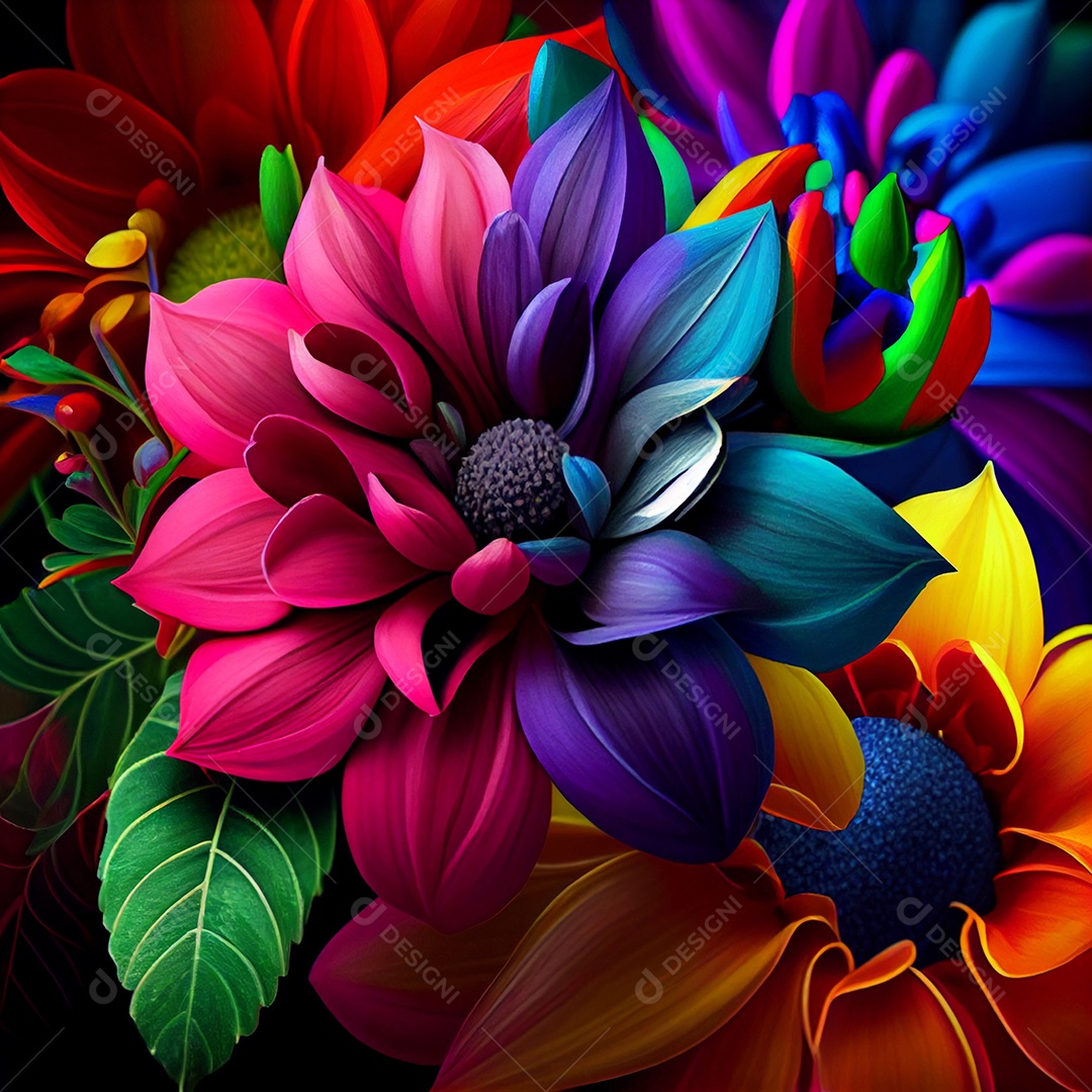 Fundo de flores com cores vibrantes