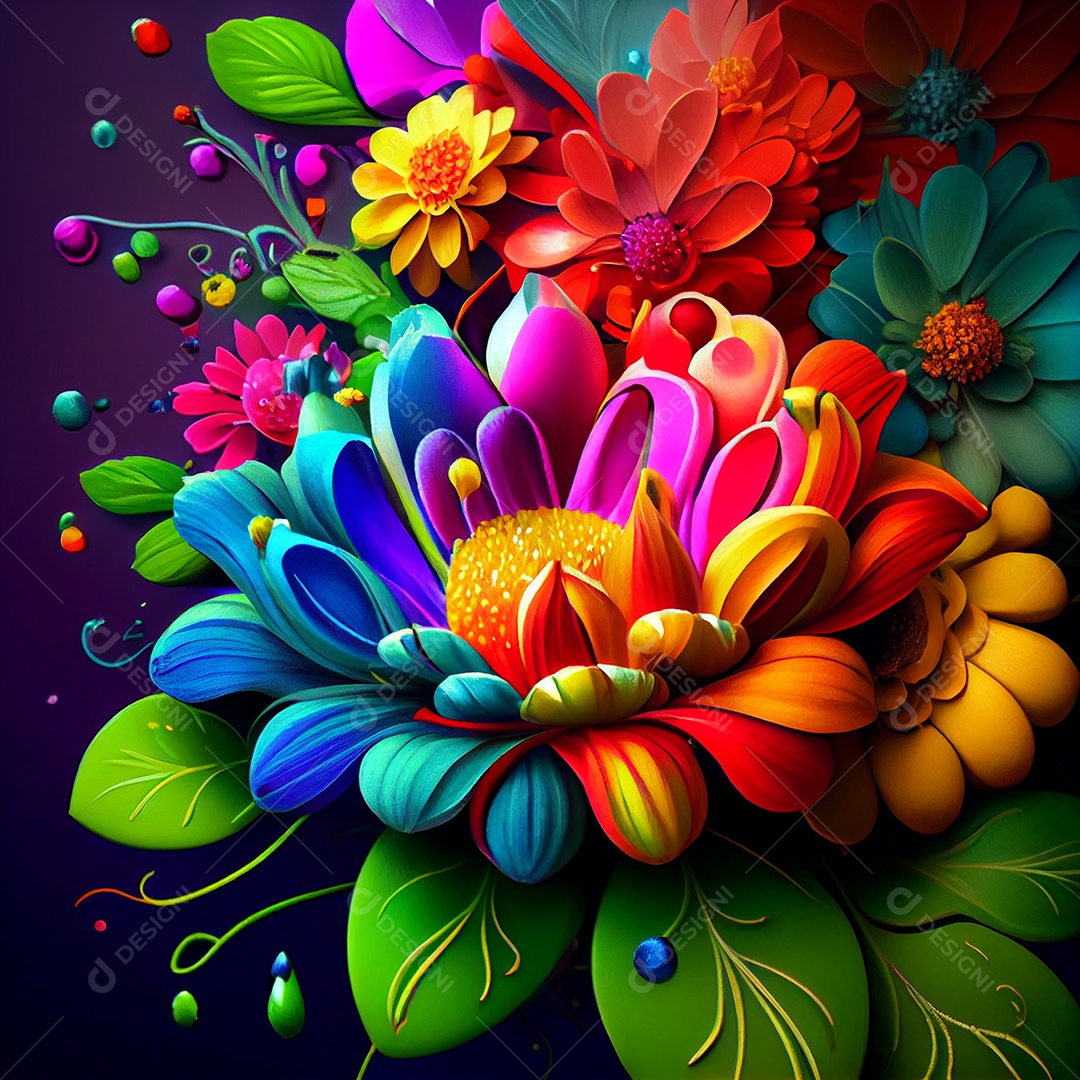 Fundo de flores com cores vibrantes