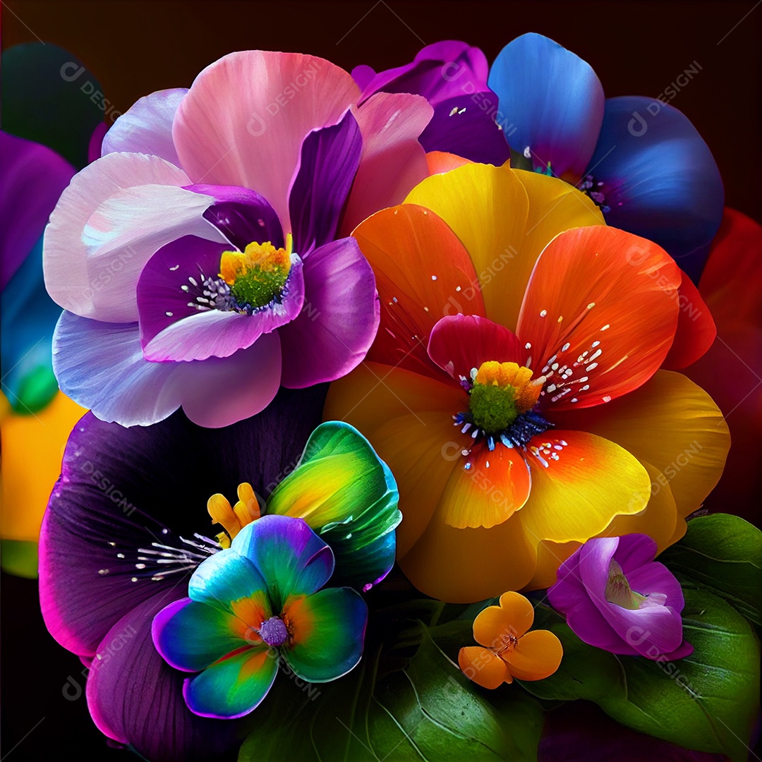 Fundo de flores com cores vibrantes