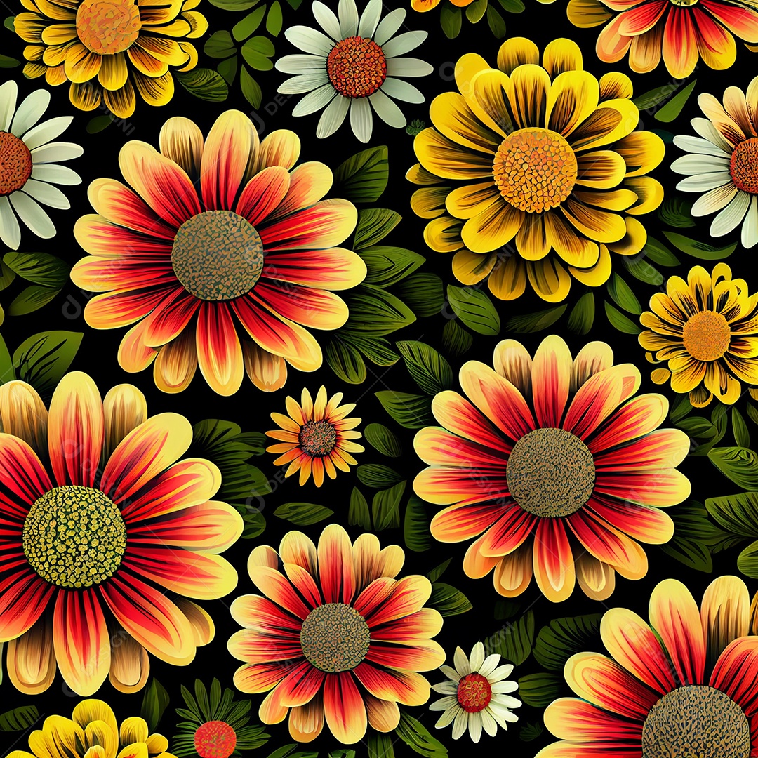 Fundo de flores com cores vibrantes