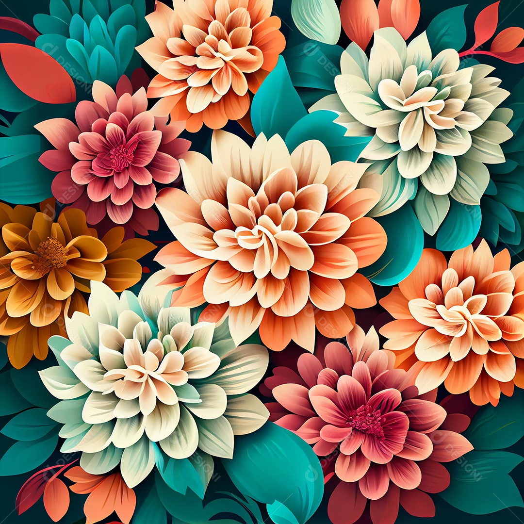 Fundo de flores com cores vibrantes