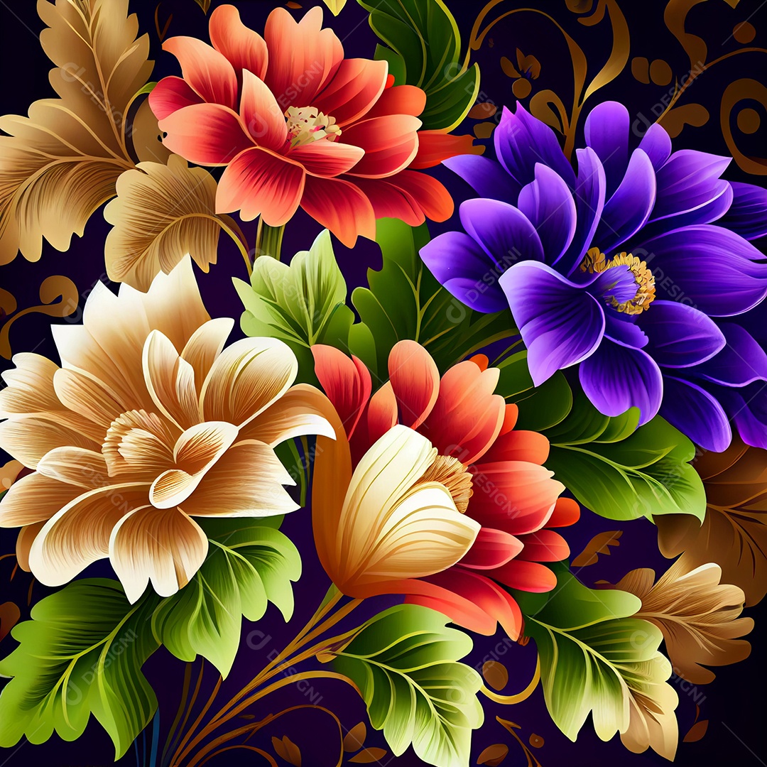 Fundo de flores com cores vibrantes