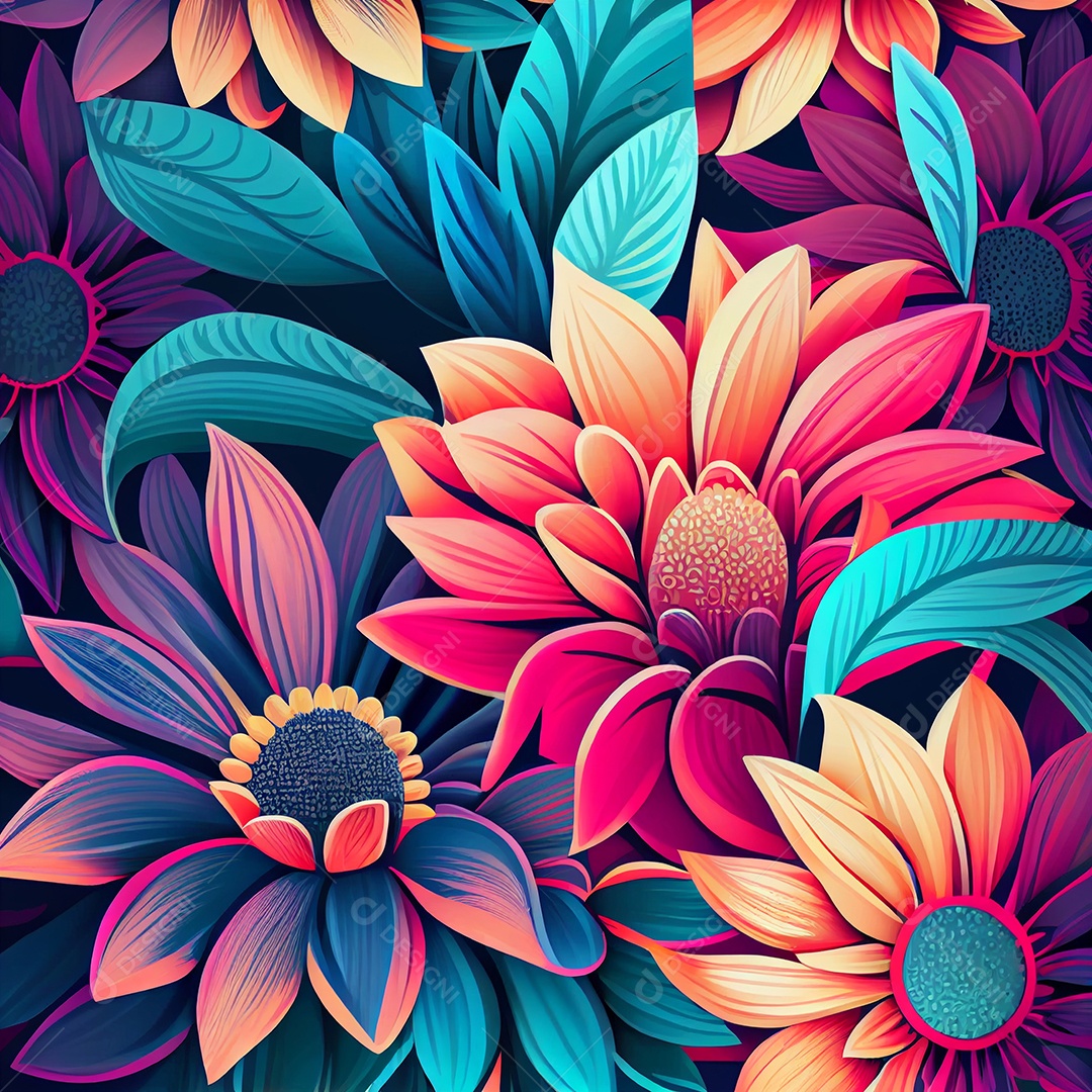 Fundo de flores com cores vibrantes