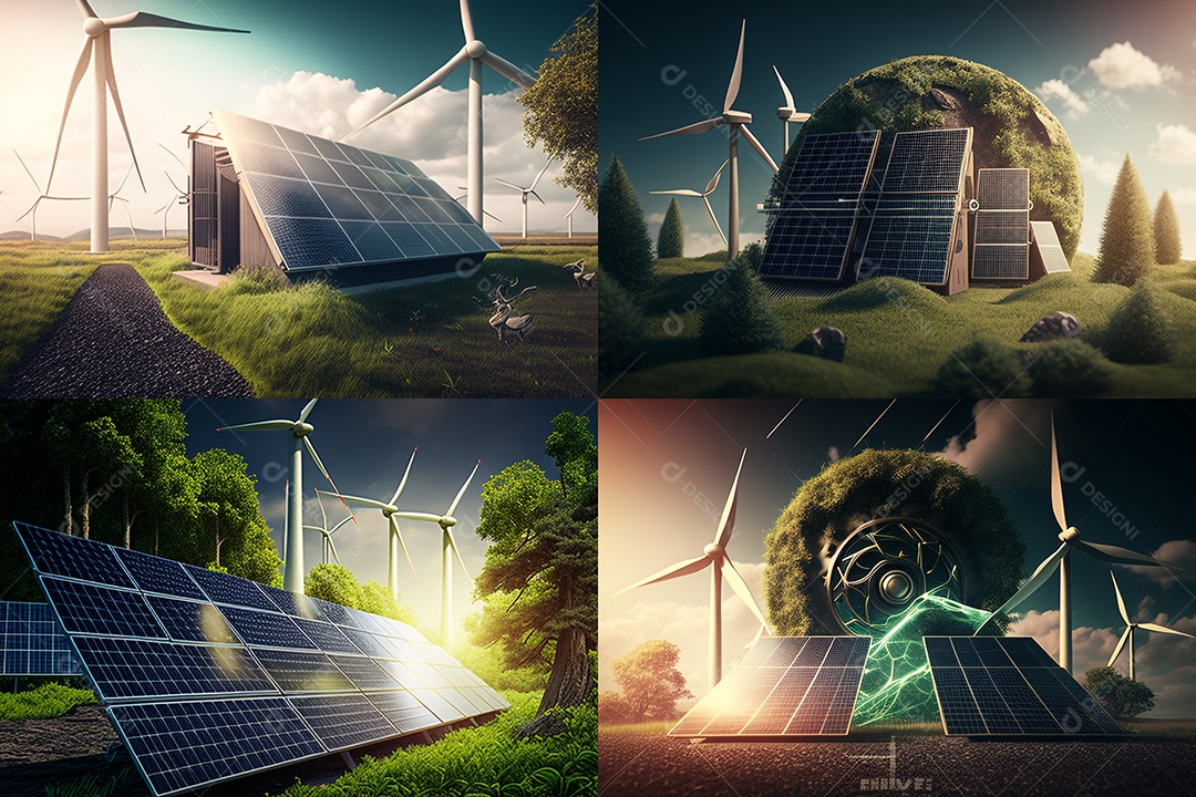 Conceito energia renovável, turbinas eólicas