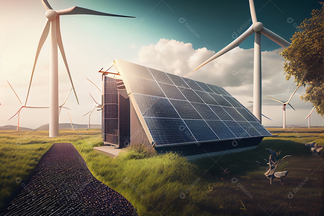 Conceito energia renovável, turbinas eólicas