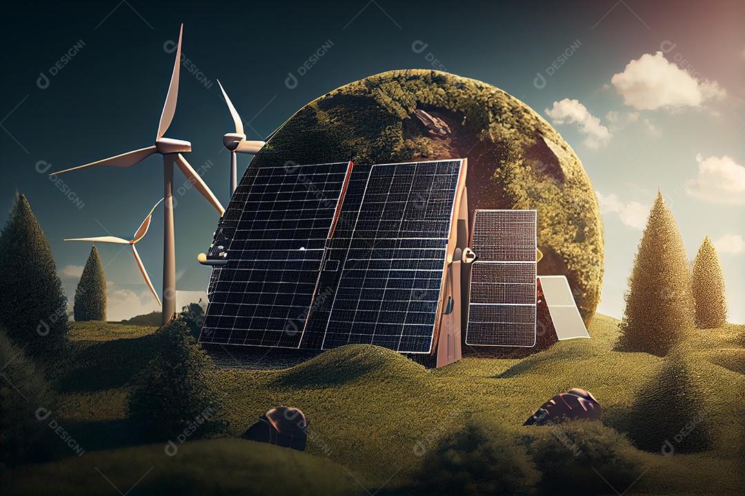 Conceito energia renovável, turbinas eólicas