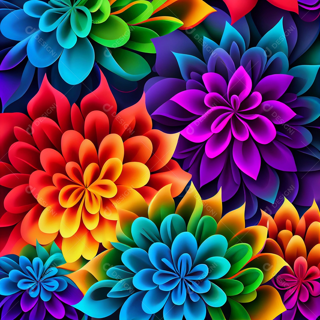 Fundo flores com cores vibrantes