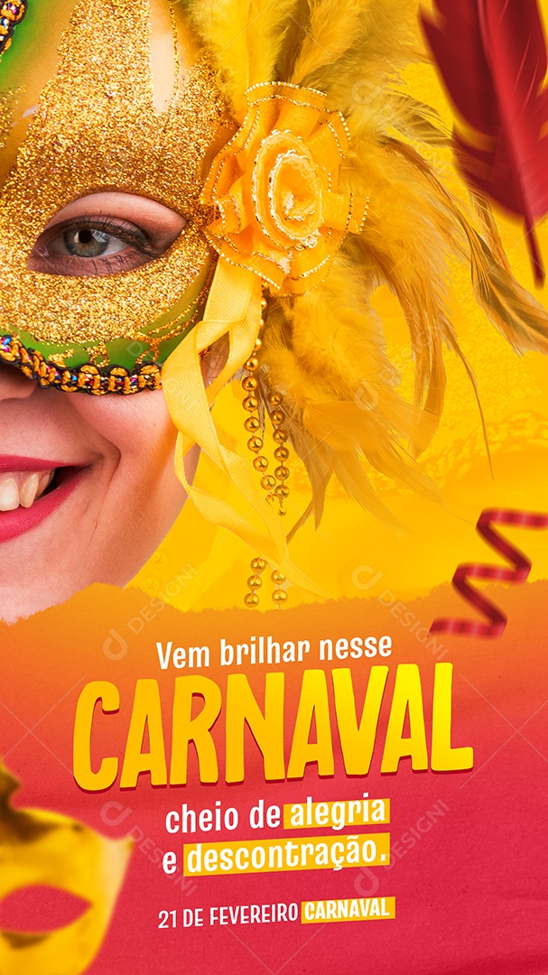 Story Vem Brilhar Nesse Carnaval Cheio de Alegria e Descontração Social Media PSD Editável