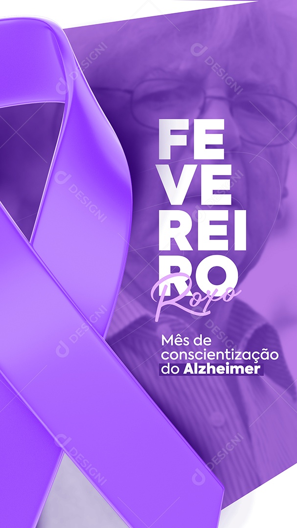 Story Fevereiro Roxo Mês de Conscientização do Alzheimer Social Media PSD Editável