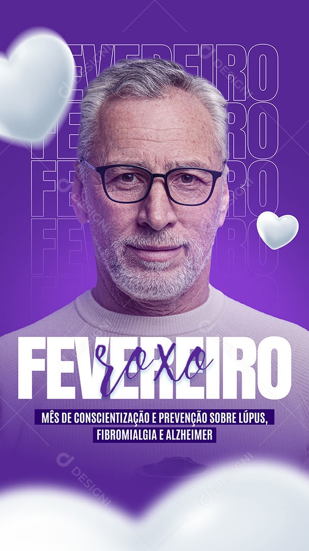 Story Fevereiro Roxo Mês de Conscientização e Prevenção Sobre Lúpus Social Media PSD Editável