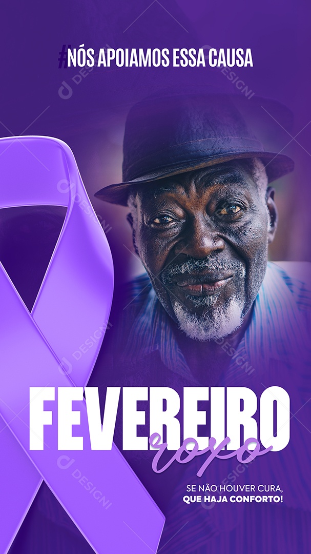 Story Nós Apoiamos essa Causa Fevereiro Roxo Social Media PSD Editável