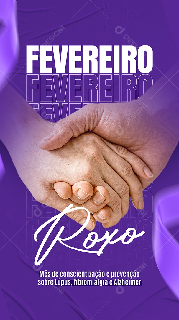 Story Mês de Conscientização e Prevenção Sobre Lúpus Fevereiro Roxo Social Media PSD Editável