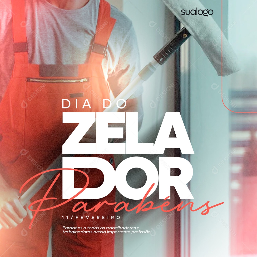 Social Media 11 de Fevereiro Dia do Zelador PSD Editável