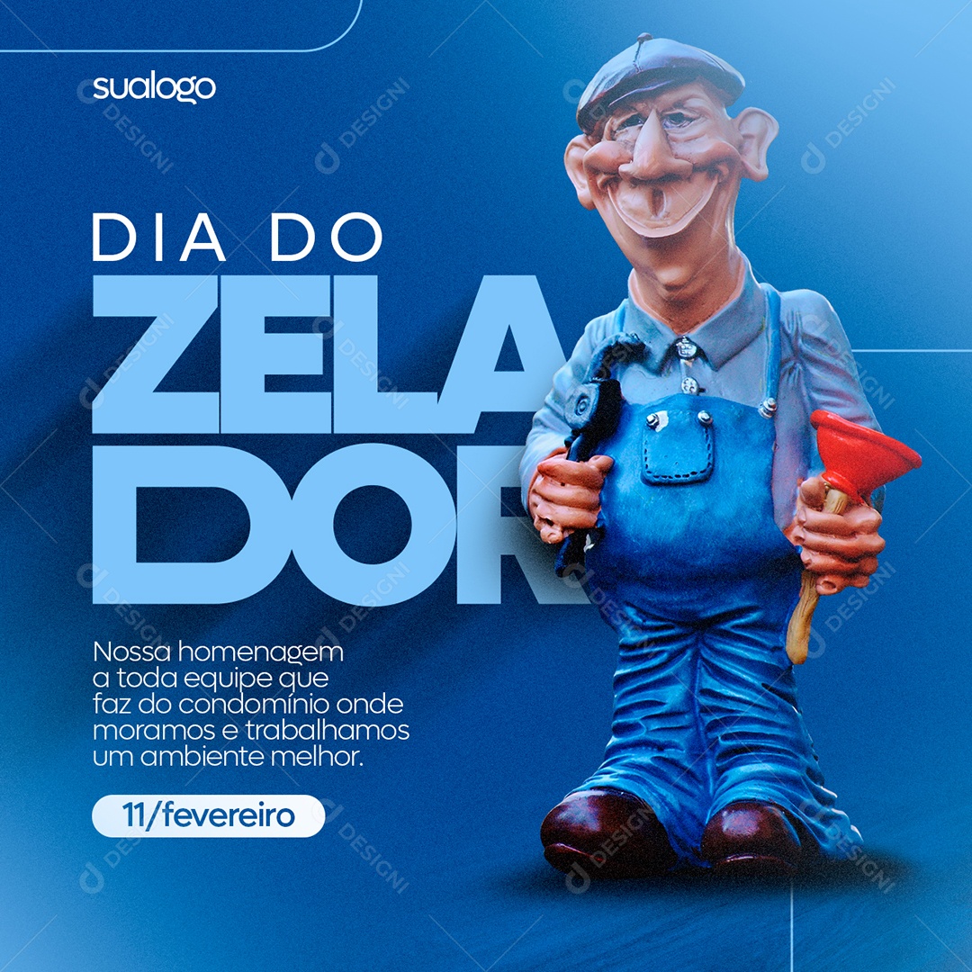 Social Media Dia do Zelador 11 de Fevereiro PSD Editável