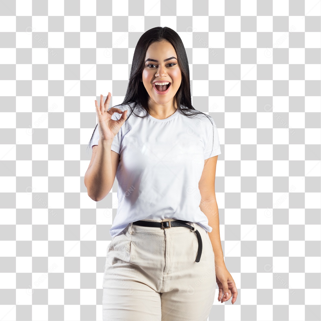 Linda Mulher Jovem Fazendo Reações PNG Transparente