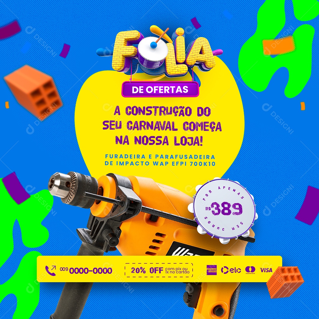 Campanha Publicitária Materiais para Construção Social Media PSD Editável