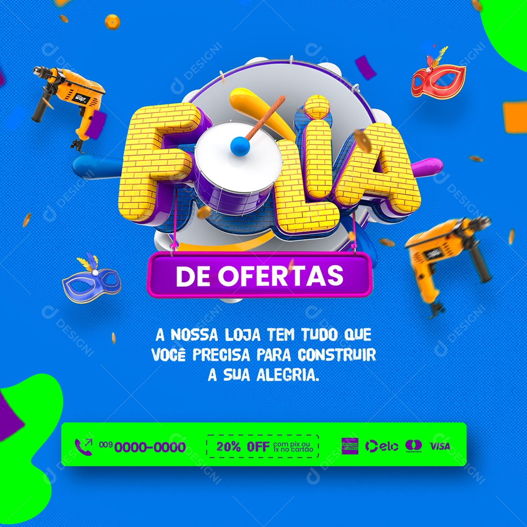 Campanha Publicitária Materiais para Construção Social Media PSD Editável