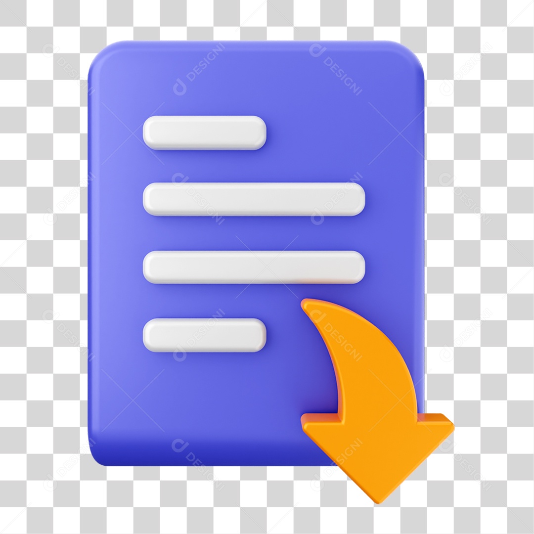 Elemento 3D Ícone Arquivo de Documento PNG Transparente