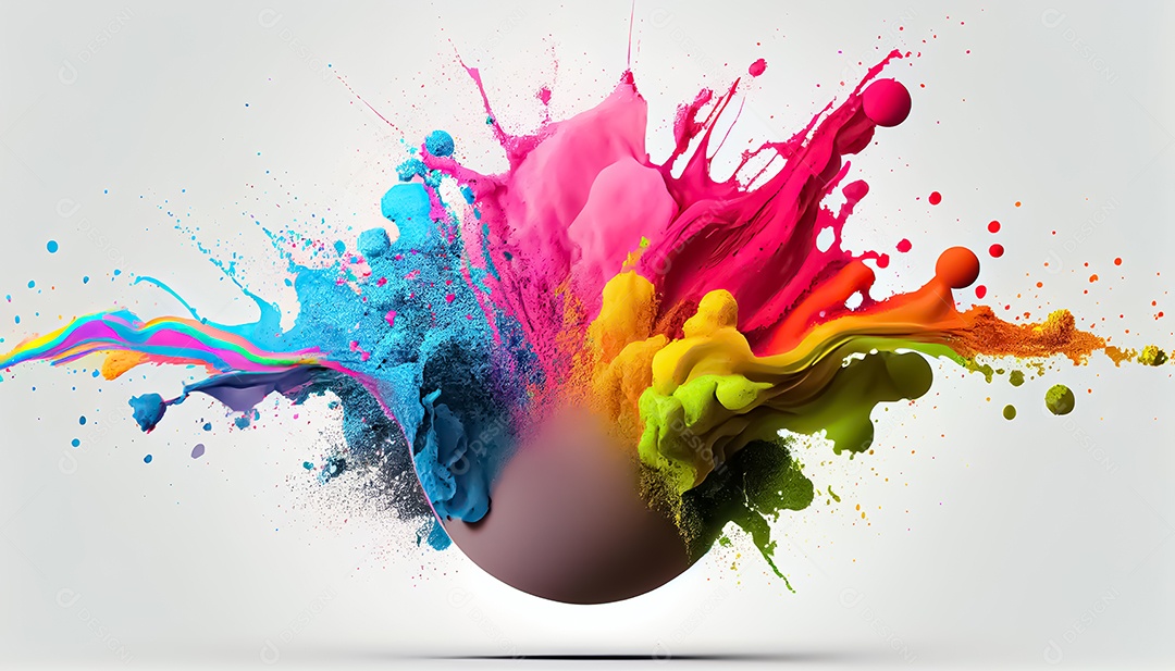 Arco-íris colorido tinta explosão de pó de cor ilustração de cena de fundo branco