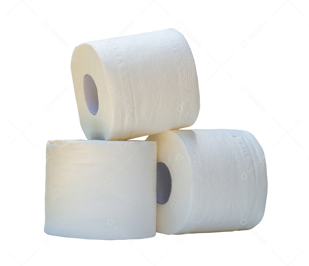 três rolos de papel de seda branco ou guardanapo